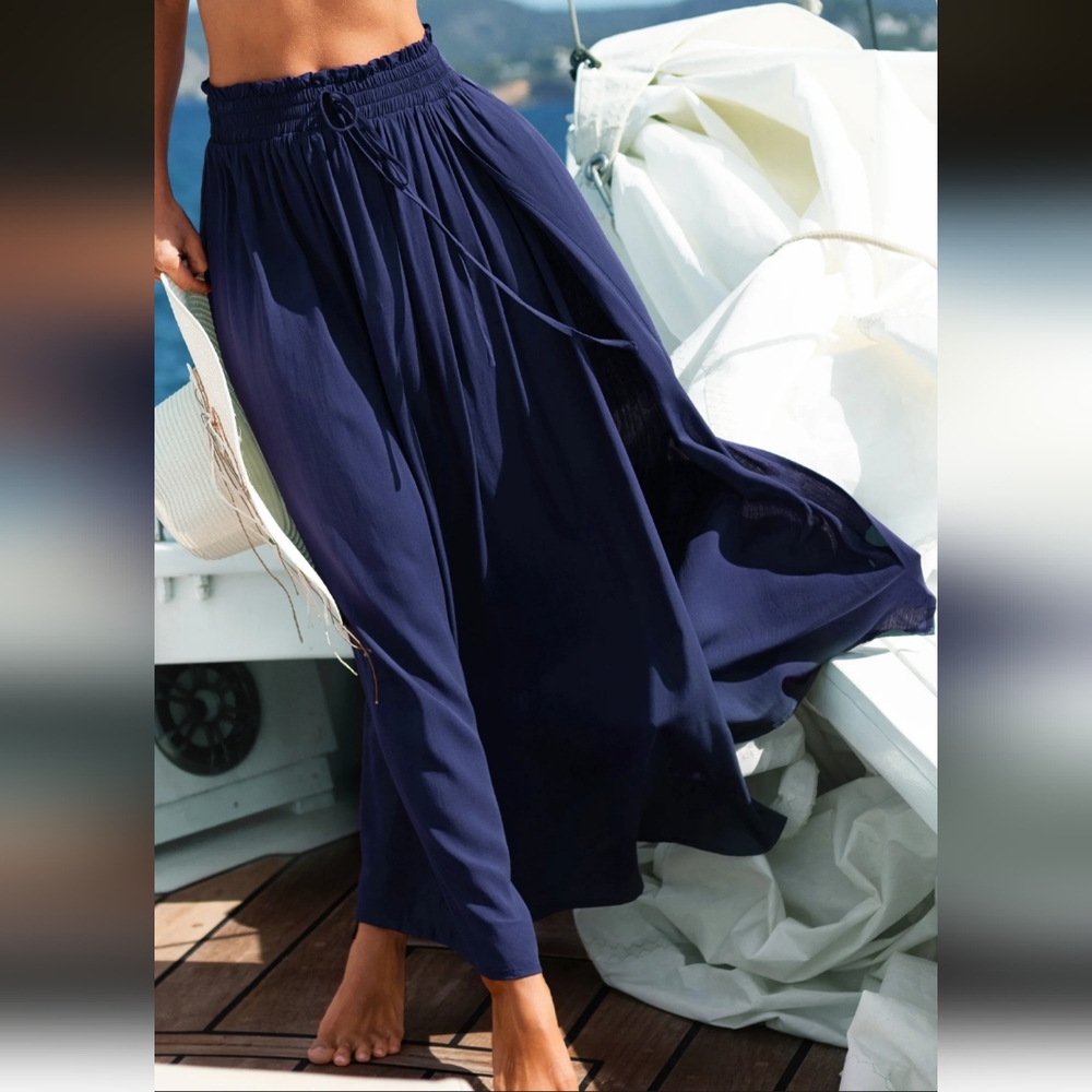 Cupshe Blue Smocked Waist Maxi Skirt